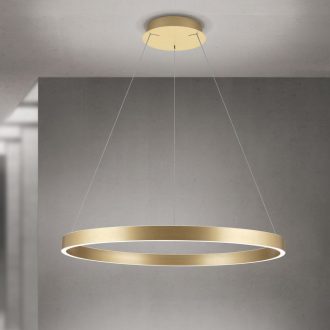 CCT LED függőlámpa KOLK, matt arany, 80 cm átmérő