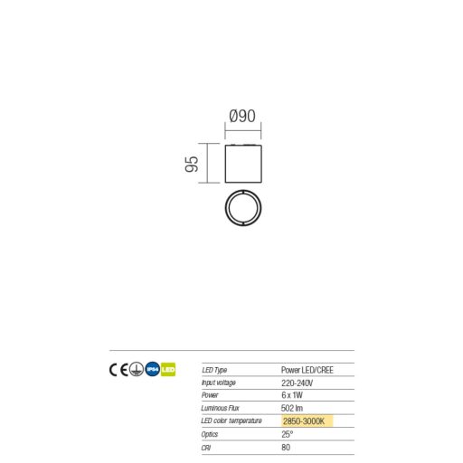 Round kültéri LED mennyezeti lámpa, rozsda 10226
