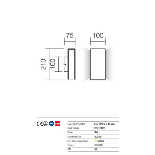 Twin kültéri LED fali lámpa, antracit 10283
