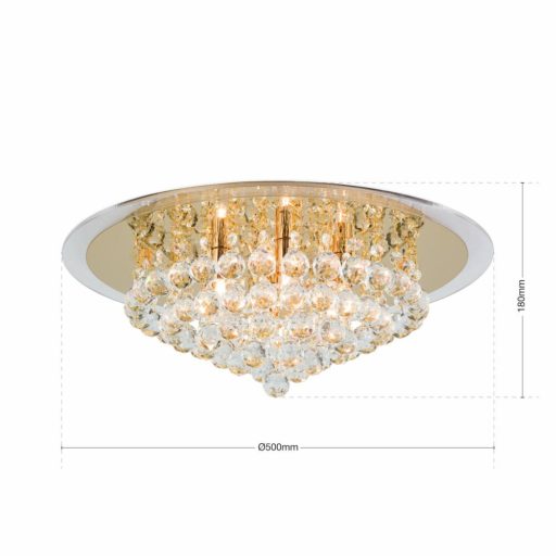GLORIA modern-kristály mennyezeti lámpa, 50cm, arany