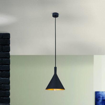 Gunda modern, fekete/arany függő lámpa kis méret,E14 foglalat