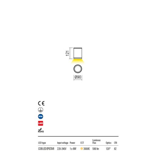 RONDO  kültéri LED  mennyezeti lámpa antracit IP54 6W/3000K