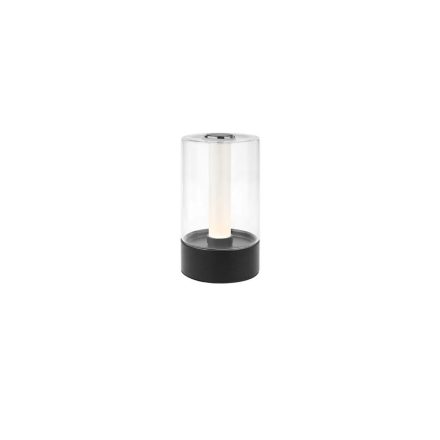 TABBY modern LED asztali lámpa matt fekete  átlátszó ernyővel/búrával,3W melegfényű 3000K