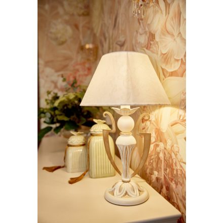 MONILE rusztikus asztali lámpa, fehér, 1xE14, d:28 cm