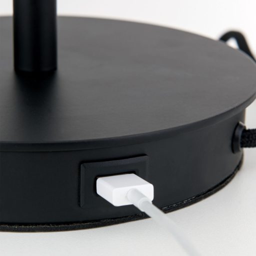 LUDWIG modern,éjjeli asztali lámpa, fekete, USB töltővel