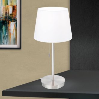   LUDWIG modern, éjjeli asztali lámpa, matt króm, USB töltővel