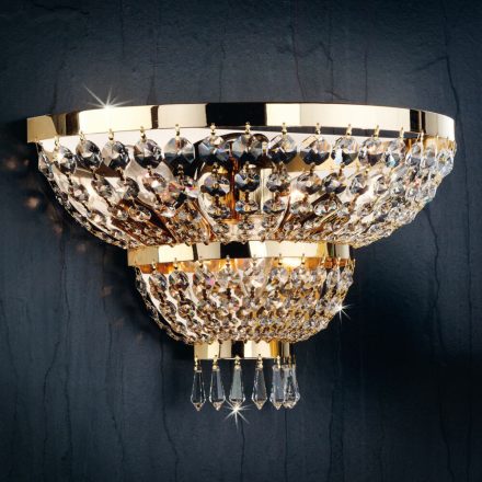 SHERATON klasszikus kristály fali lámpa, arany, 3xE14