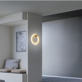 FEBE modern LED fali lámpa, kerek, indirekt, arany, 40 cm