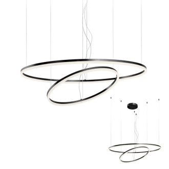 Minimál LED csillár, ORBIT, Ø100+Ø60cm, fekete