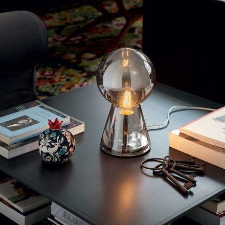 BIRILLO modern asztali lámpa, kicsi, füst színű