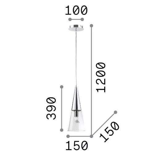 CONO függőlámpa, modern, króm, 1-es