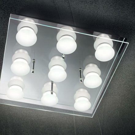 IKES modern LED mennyezeti lámpa, króm, fehér, 9-es