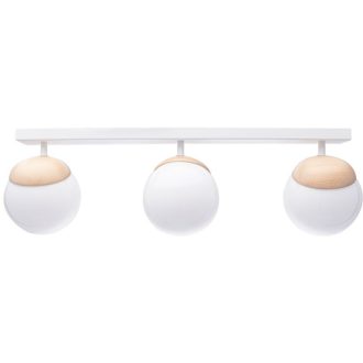  SFERA WOOD spotlámpa, fehér fényes, természetes fa, 120W, 65x20cm
