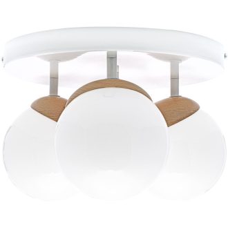  SFERA WOOD spotlámpa, fehér fényes, természetes fa, 120W, 35x35cm